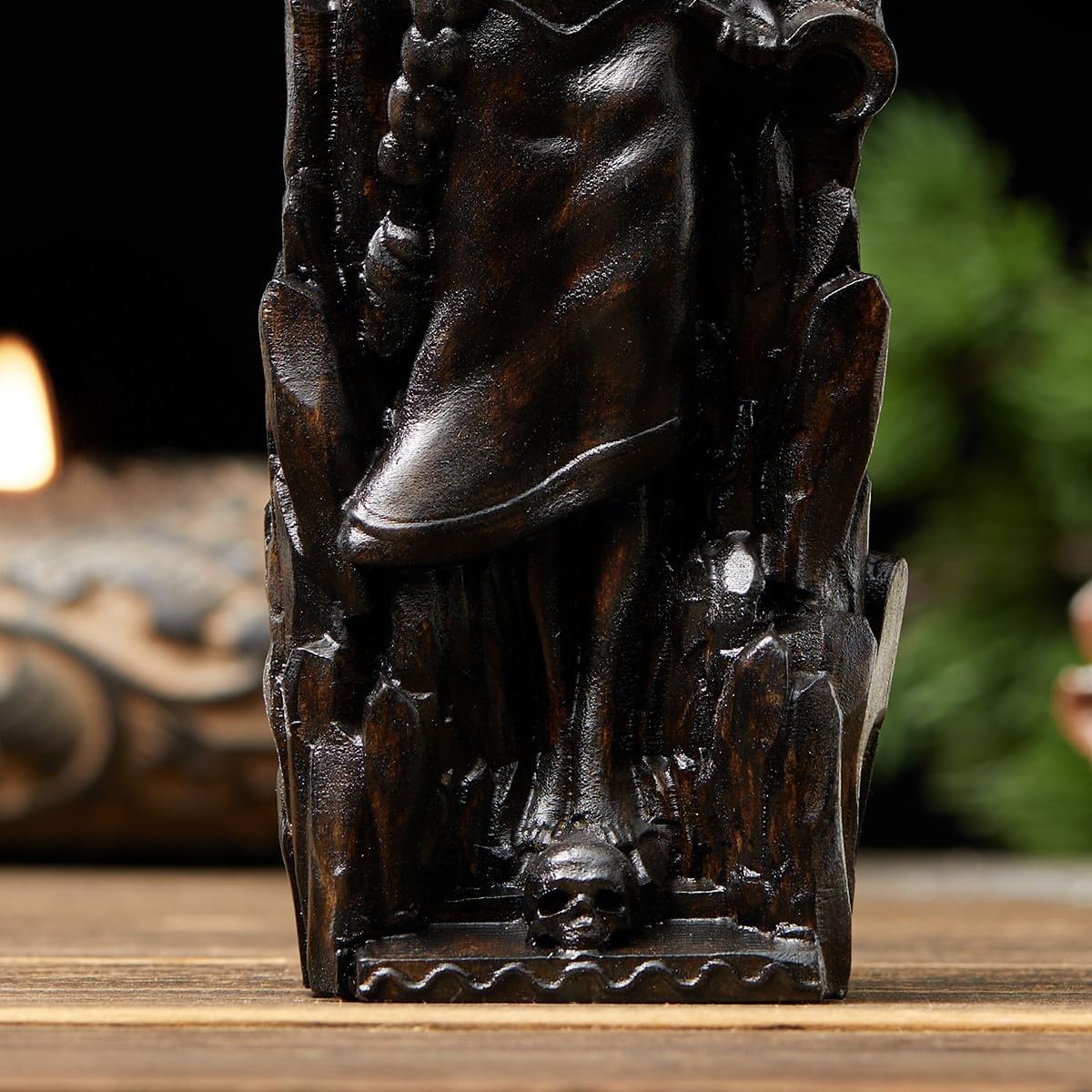Mara Figurine,Morana Goddess of Death,Wooden Statue of Goddess，Pagan Goddess Slavic Art, Wiccan, Altar, Creative Desktop Decorations (Black)