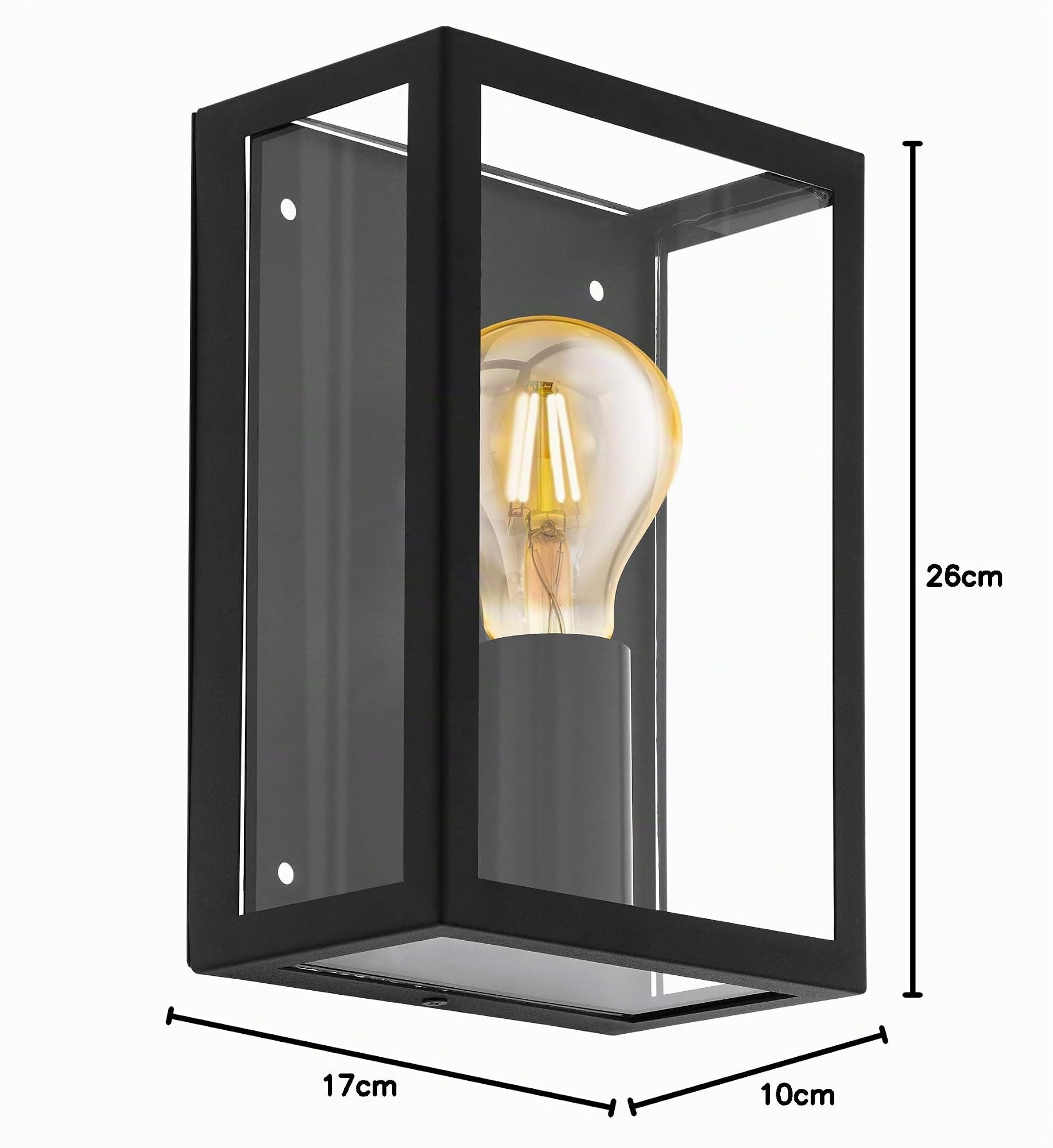 EGLO Außen-Wandlampe Alamonte 1, Außenleuchte Vintage, Wandleuchte aus Stahl verzinkt in Schwarz und klarem Glas, E27 Fassung, IP44 (Packung mit 2)