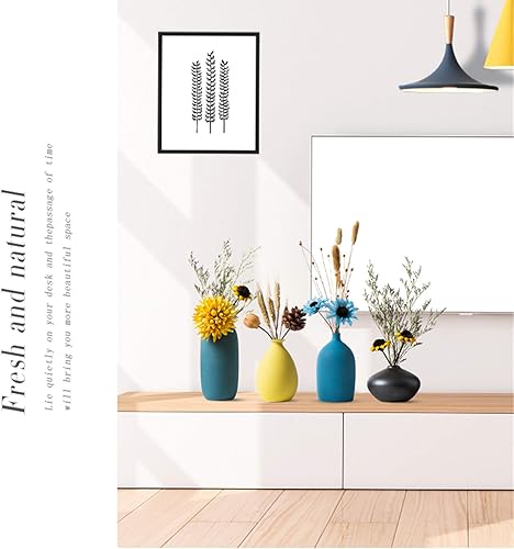 Miniatura 3 de Malltohome Jarrón decorativo pequeño de cerámica, juego de 4 jarrones de flores