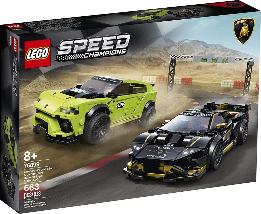 LEGO Speed Champions Lamborghini Urus ST-X & Lamborghini Huracán Super Trofeo Evo, Set di Costruzioni con Auto da Corsa, Macchine Giocattolo per Bambini, 8 -99 Anni, 76899