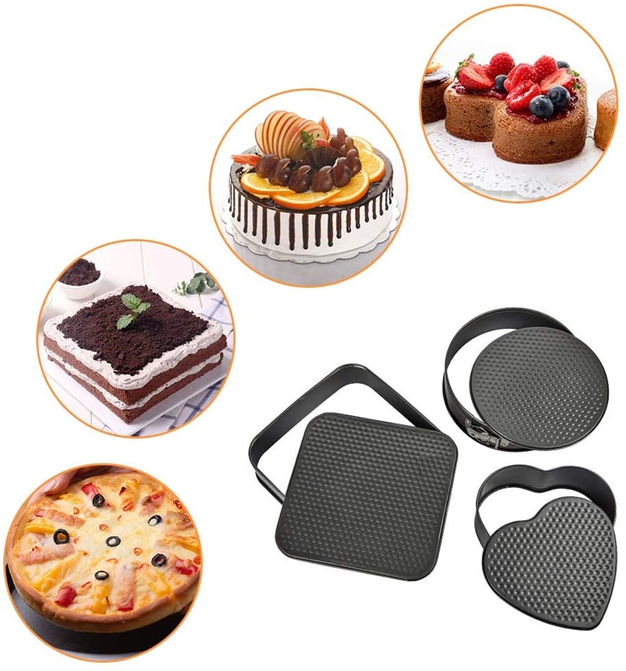 DARKZONE Nonstick Leak Proof 3 in 1 Multiple Cake Mould Bakeware Accessories for Home Kitchen Tool (Black) 4