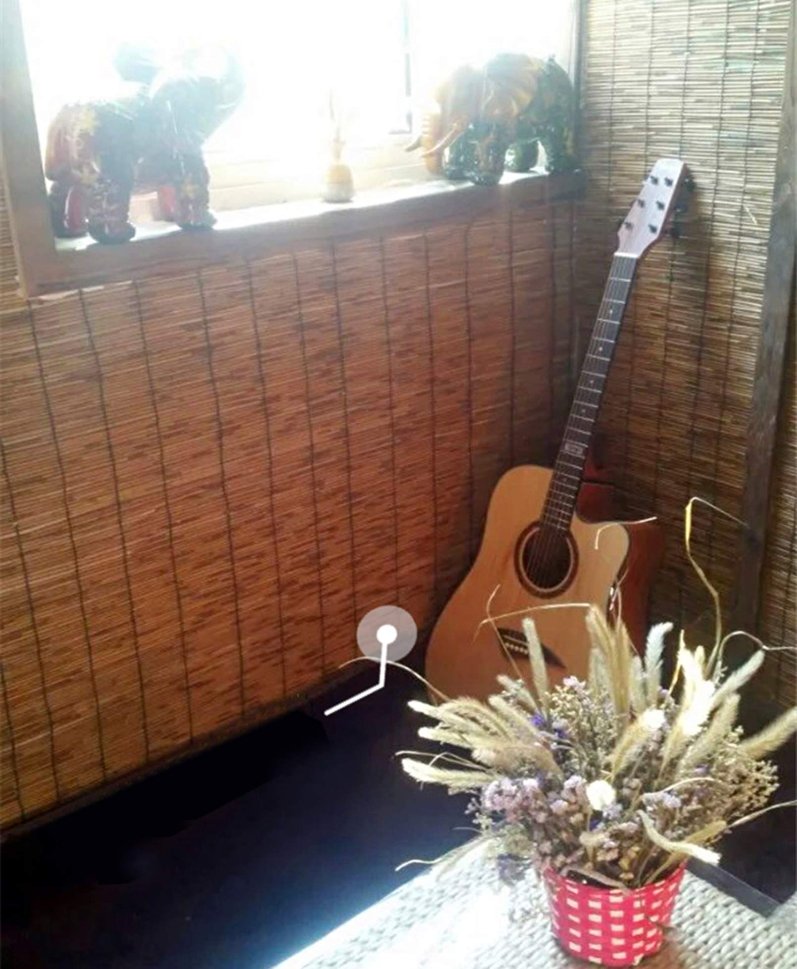 Rolety bambusowe - zewnętrzne rolety trzcinowe, rolety rzymskie, zasłona zaciemniająca z blokiem UV 70% na balkon, pergolę, odporna na warunki atmosferyczne, z haczykami i bocznym pociągnięciem (110 x