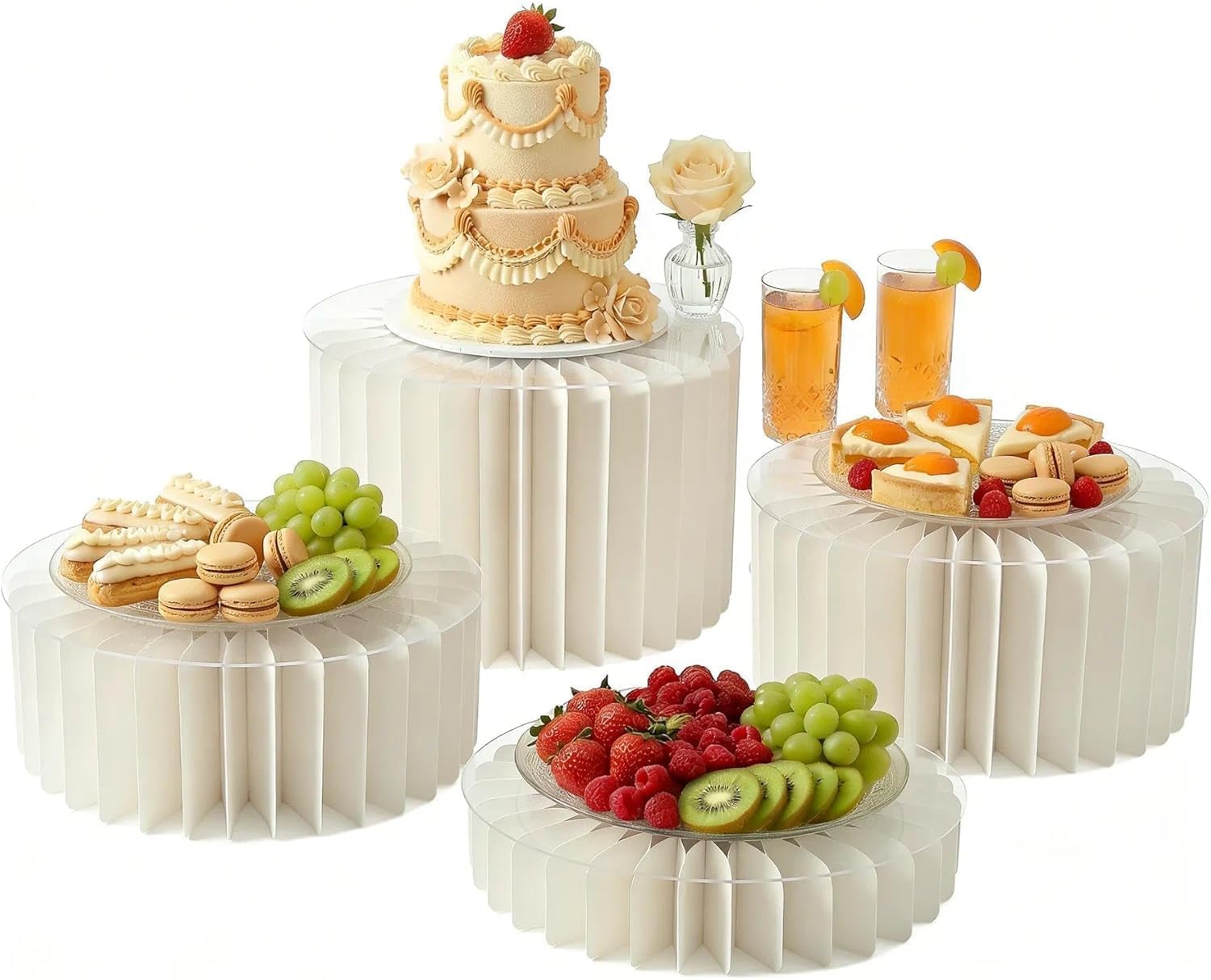 Présentoir à gâteaux en acrylique blanc iobiotio pour buffet haut de gamme
