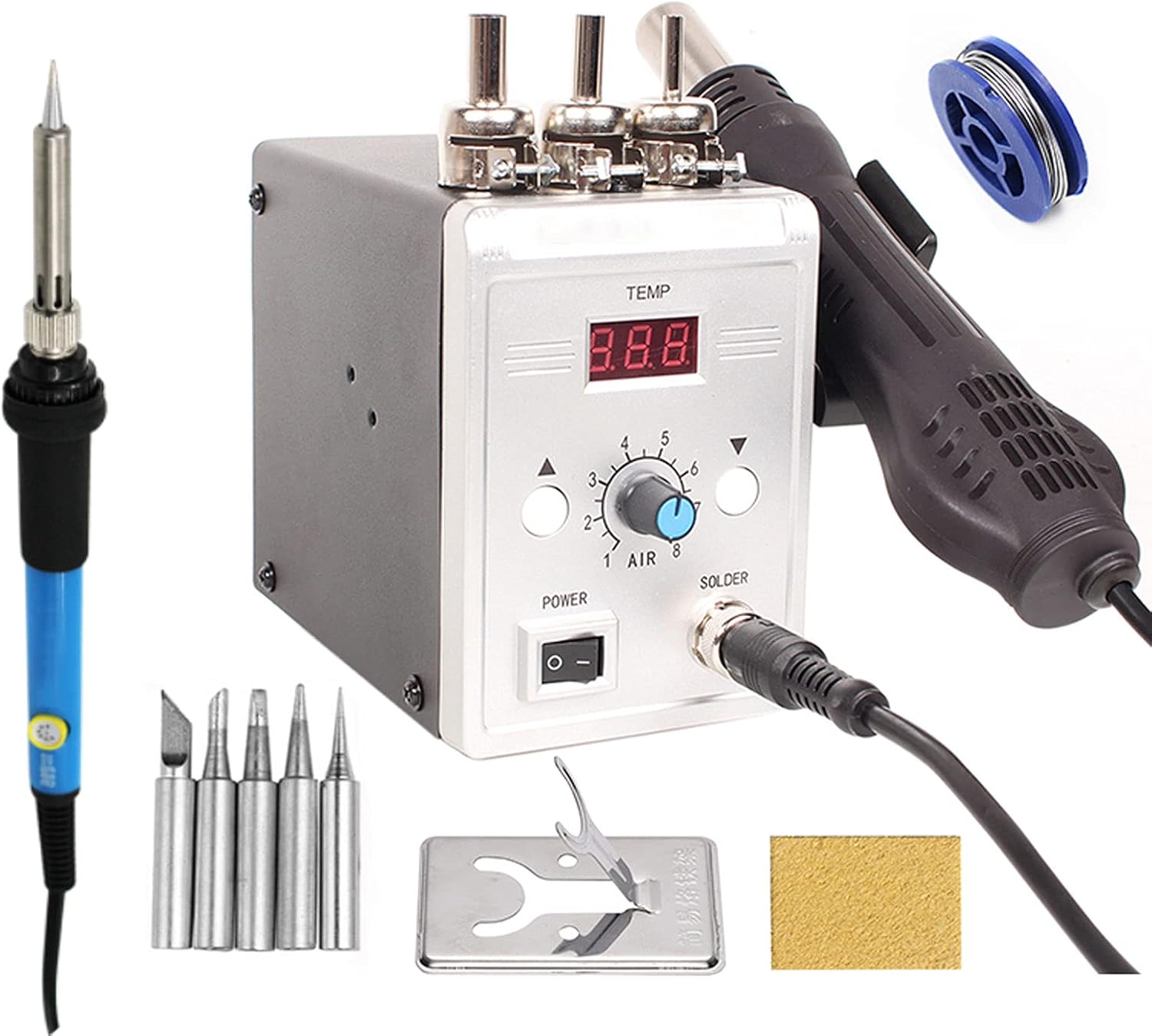 700W Rework Solder Hot Air Gun, Soldering Heat Air Gun Station For SMD SMT BGA Welding Repair