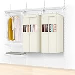 Zilink Sacs à costume pour rangement 40" Sacs de rangement suspendus pour rangement avec fenêtre claire Space Sauver des sacs de rangement pour vêtements, chemises, jupes courtes, Beige, 2-Pack