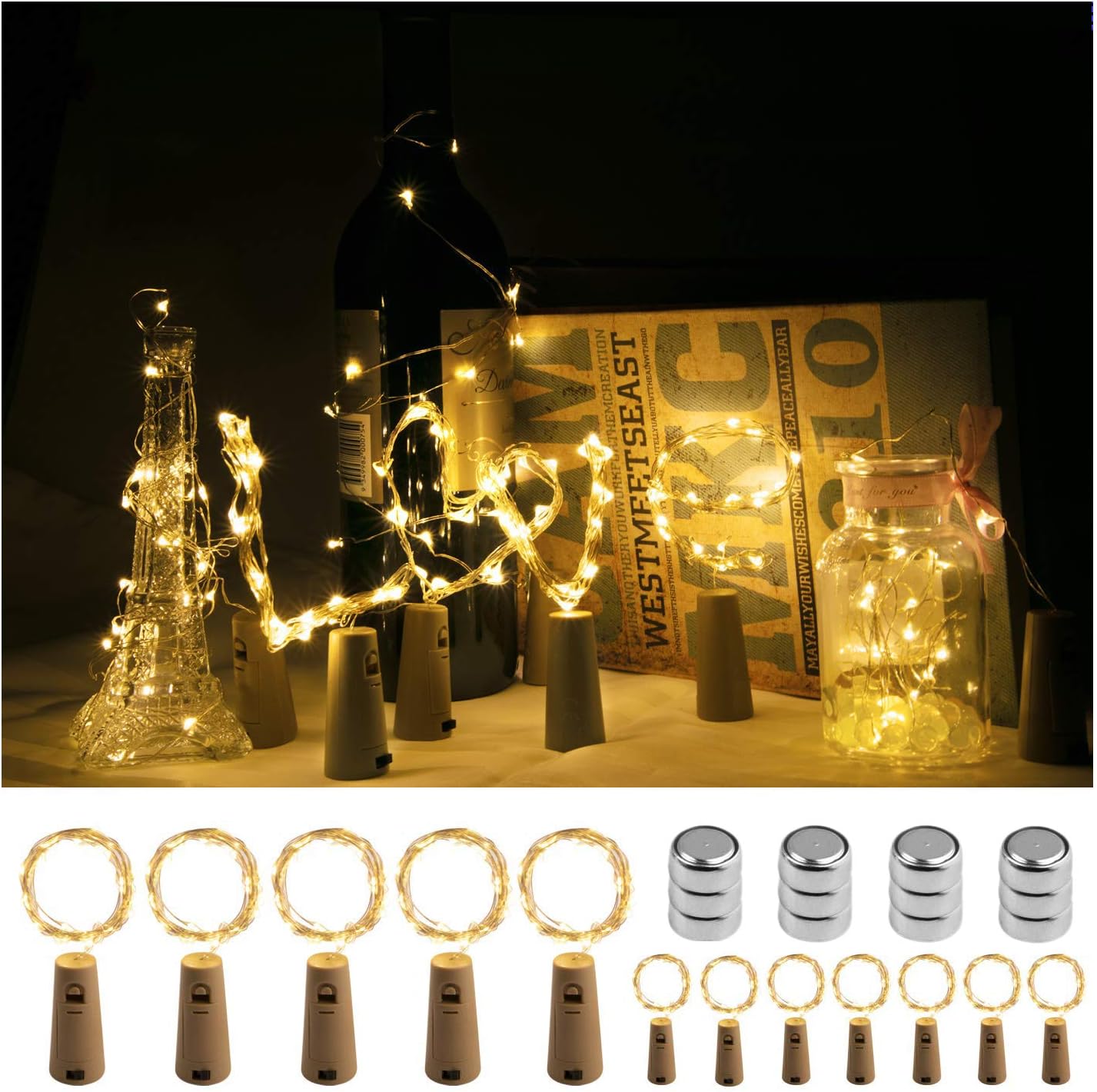 luce a led senza fili per bottiglia di vino