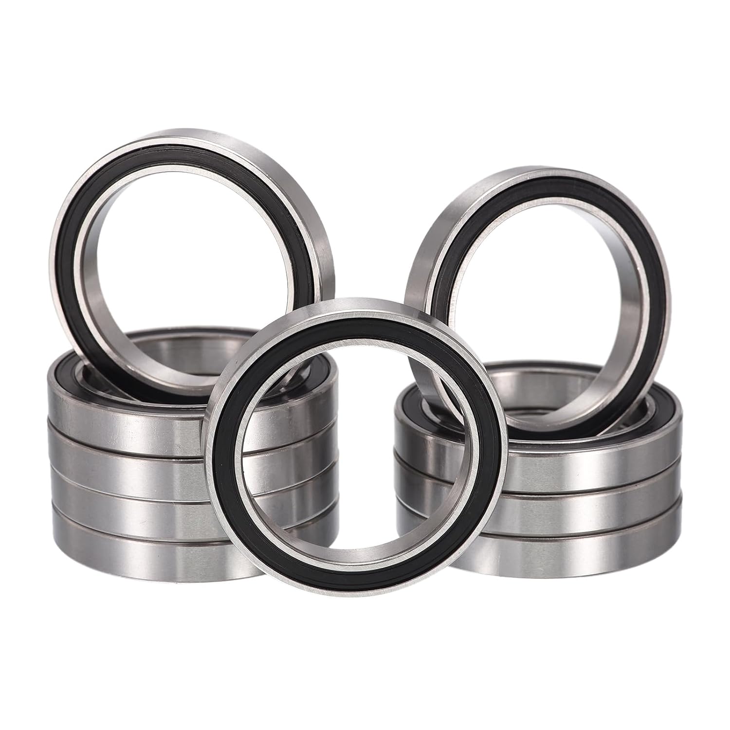 6807-2RS Deep Groove Ball Bearings, ID 35mm x OD 47mm x Width 7mm Double Rubber Sealed Ball Bearing Pre-Lubricated Chrome Steel Z2 Lever 10pcs