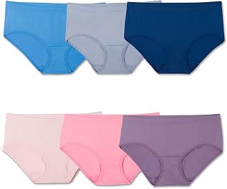 Women's No Show Seamless Underwear, Amazing Stretch & No Panty Lines, Available in Plus Size, Nylon-Low Rise Brief-6 Pack-Colors May Vary, 8
