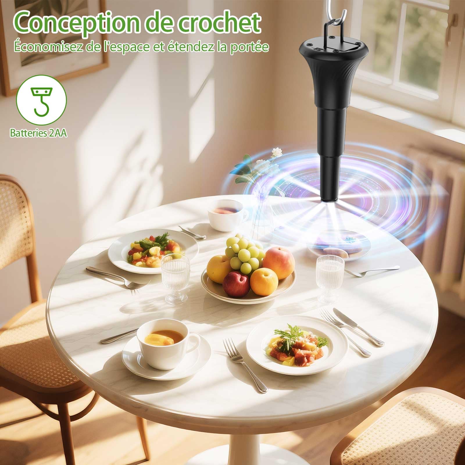 Ventilateur Anti Mouches de Table Pliable, Répulsif Moustiques Guêpes Suspendu Posé Extérieur