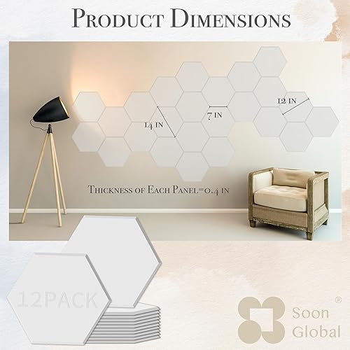 Miniatura 8 de Soon Global Paquete de 8 paneles acústicos de pared, paneles acústicos artísticos de 48 x 39 pulgadas, paneles acústicos decorativos, paneles de