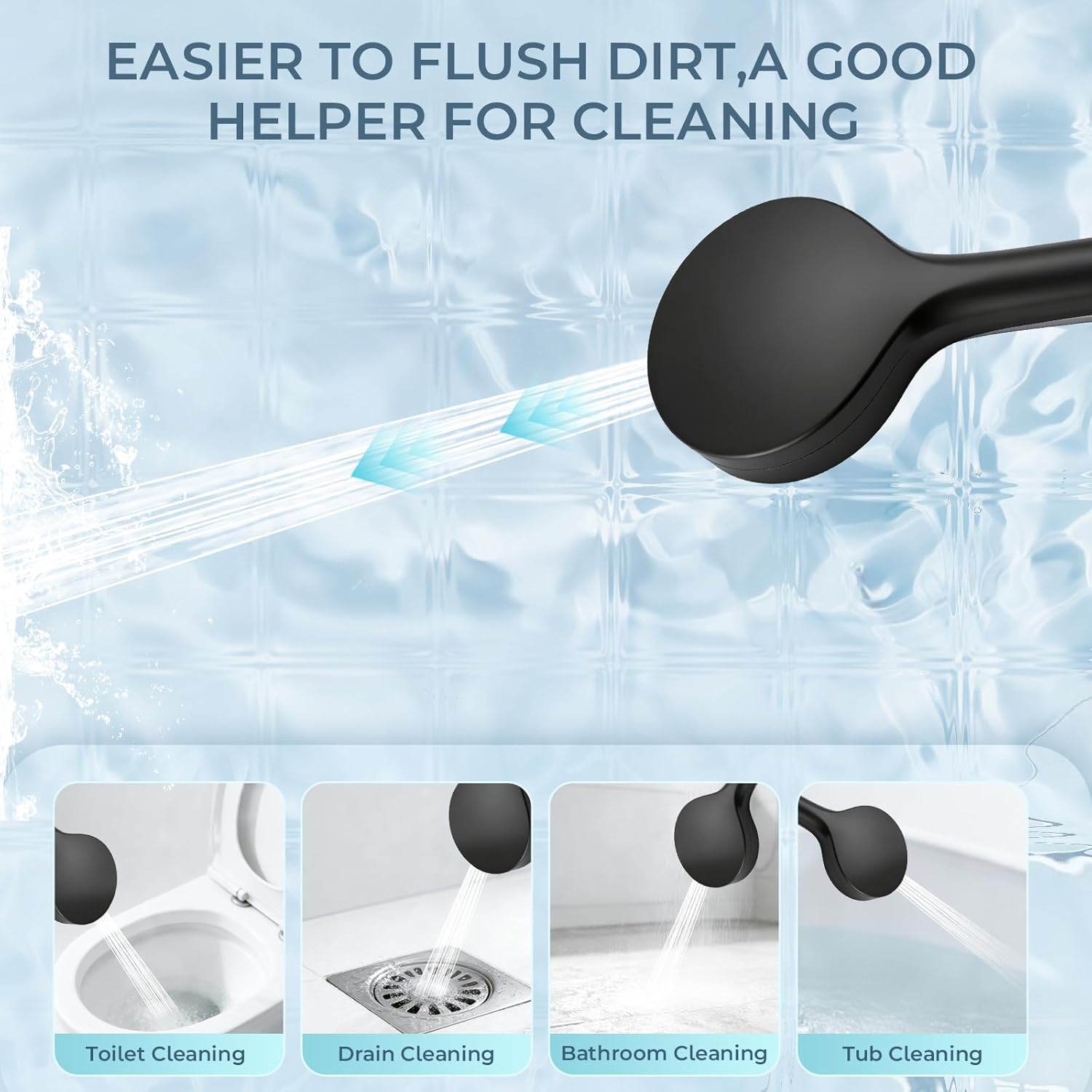 Filtered High Pressure 7-Function Shower Head with Handheld – 5.24" Spray Nozzles, 59" Stainless Steel Hose & Adjustable Shower Holder for Full Body Coverage Black