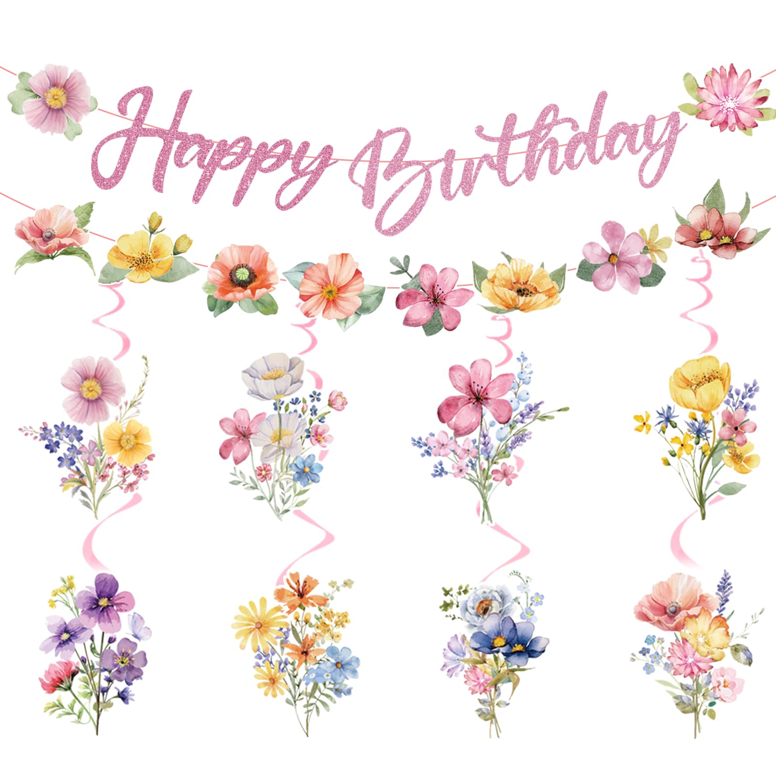 36-Piece Wildflower Birthday Party Decorations Set – Floral Party Supplies, Assorted Pieces - View #6