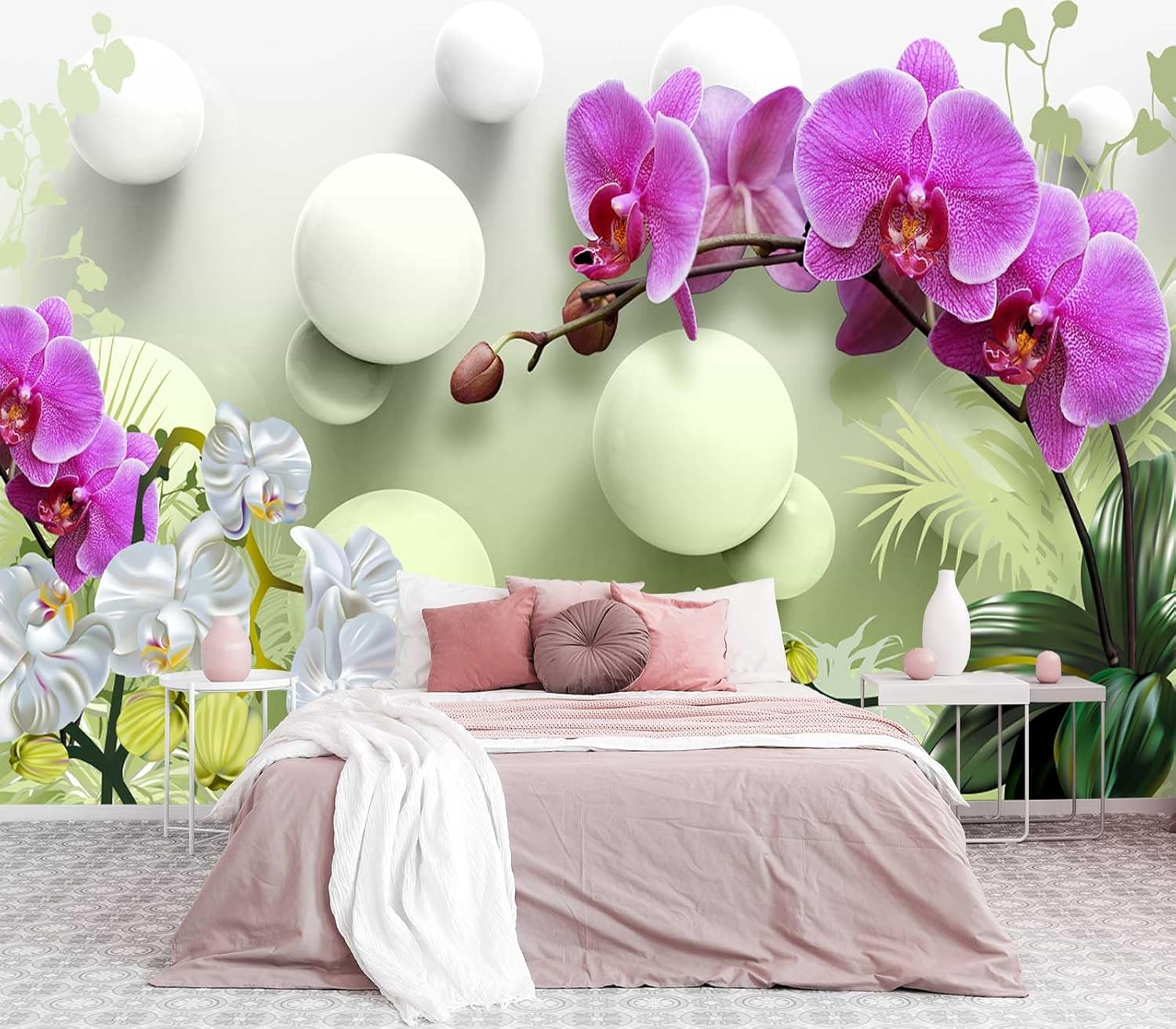 Cliouar-White and Purple Flowers wall Mural wallpaper-178 x 117"(Not Peel and Stick)