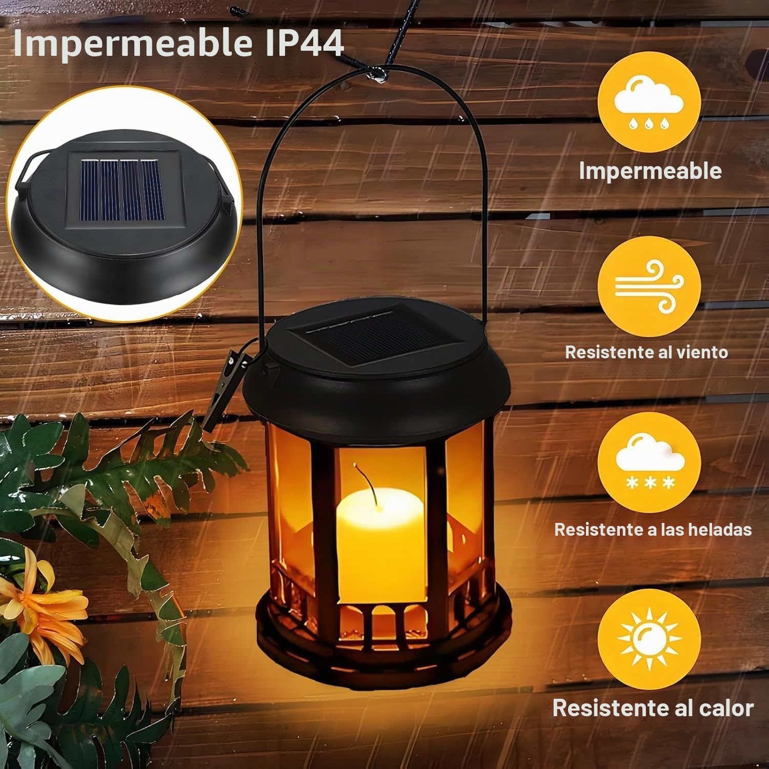 yowin Farolillos Solares Exterior 4 Piezas Lámpara Solares Jardin con Vela, Farol Solar IP44 Impermeable Lampara Exterior Mesa, Linterna para Adornos Jardin Terraza Balcón Sobremesa Decoracion