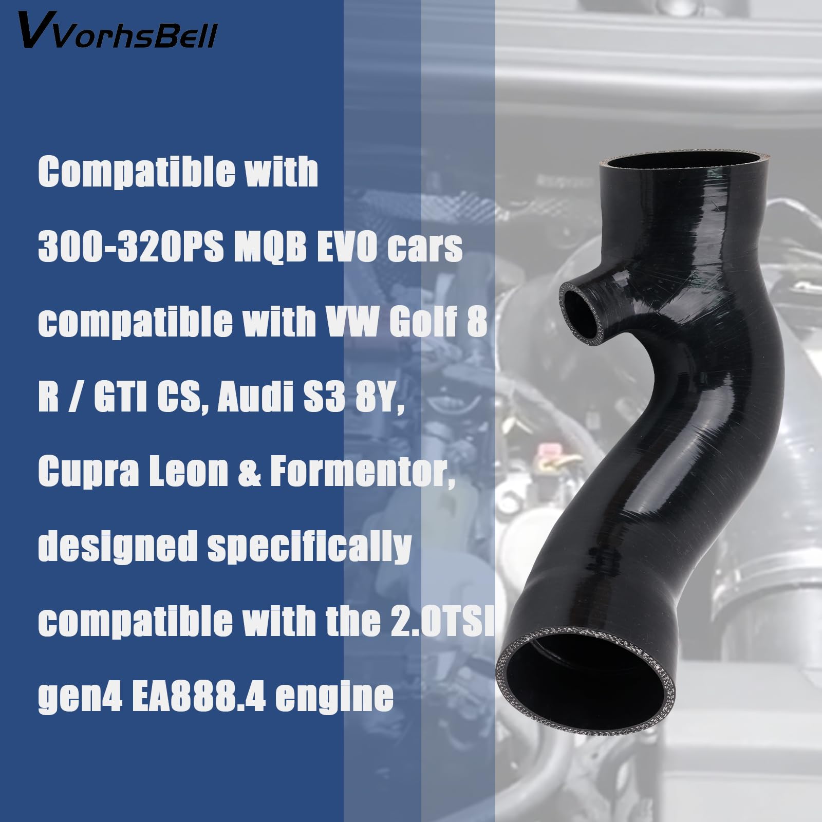 Turbo Zulaufschlauch kompatibel mit VW Golf 8 R/GTI CS/Audi S3 8Y / Cupra Leon, 2.0TSI Gen4 EA888.4 300-320PS Performance Intake Upgrade
