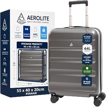 Aerolite 55x40x20 Premium FlexShell Expandable Ryanair Priority Suitcase