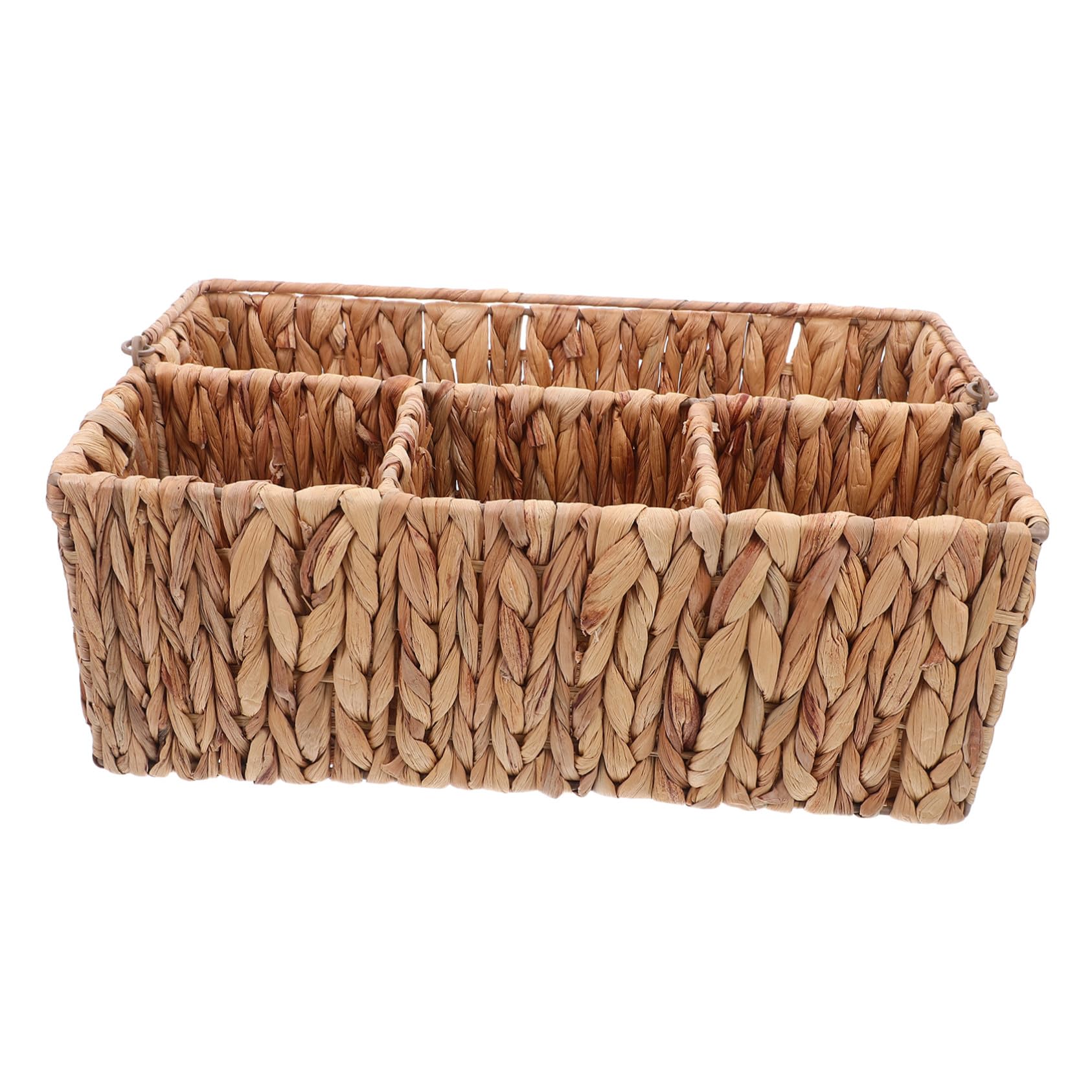 STOBAZA Cesta De Almacenamiento De Mano Tejida De Paja Cestos Almacenaje Canasta Soporte De Cubiertos Cesta De Almacenamiento Tejido a Mano Light Brown