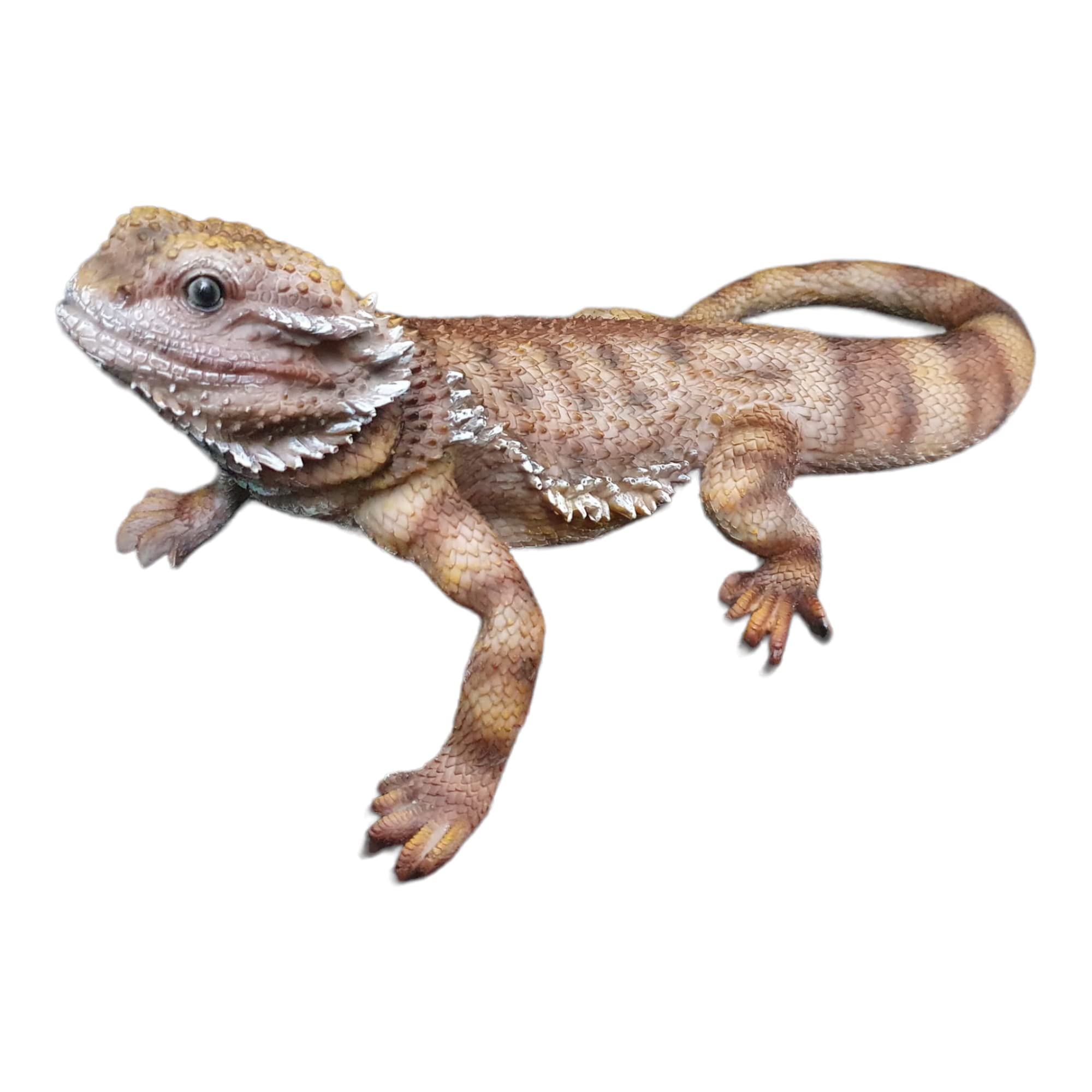 Gartenfigur Bartagame 34 cm braun bodennah – wetterfeste Reptilfigur flachliegend, Echse Statue Garten Deko
