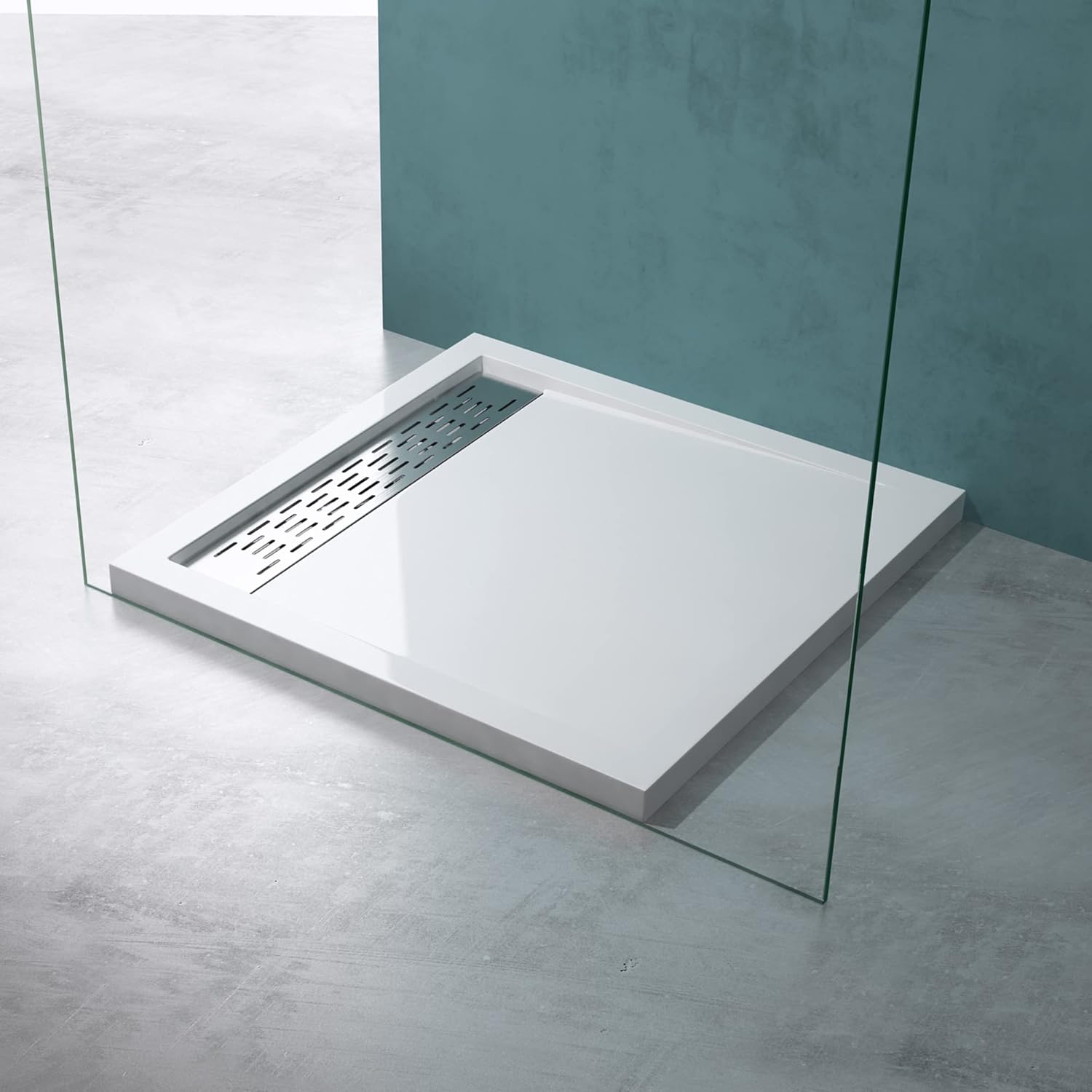 Mai & Mai Shower Tray Bathroom Acrylic Glossy White Square Shower