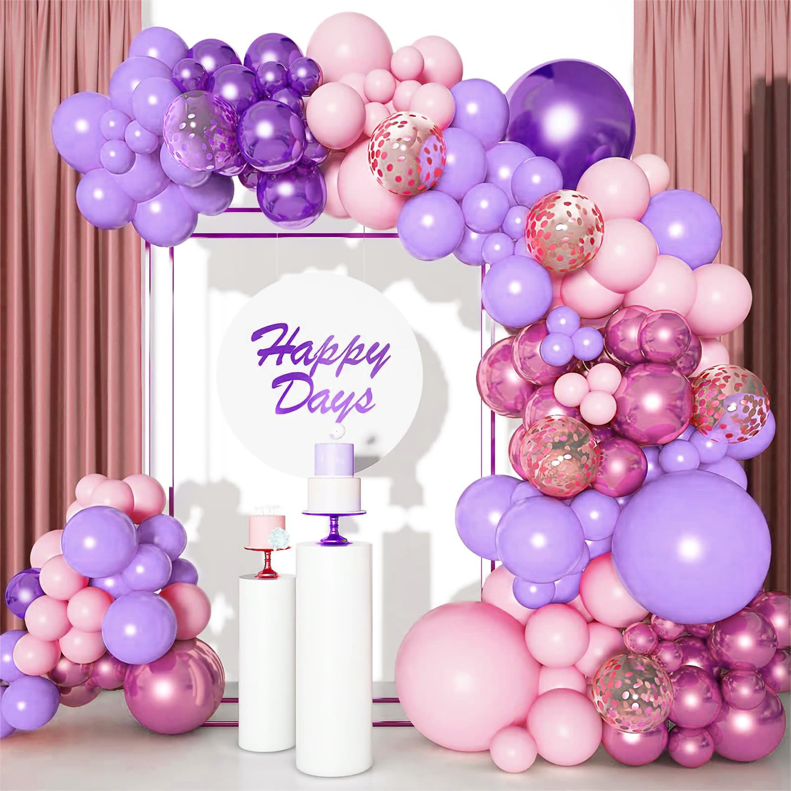 Palloncini Compleanno Rosa Viola, 62 Pezzi Kpop Compleanno Lilla, Palloncini Unicorno Lilla con Viola Metallizzati per Decorazioni K Pop Compleanno Unicorno Bambina Baby Shower, 12 Pollici