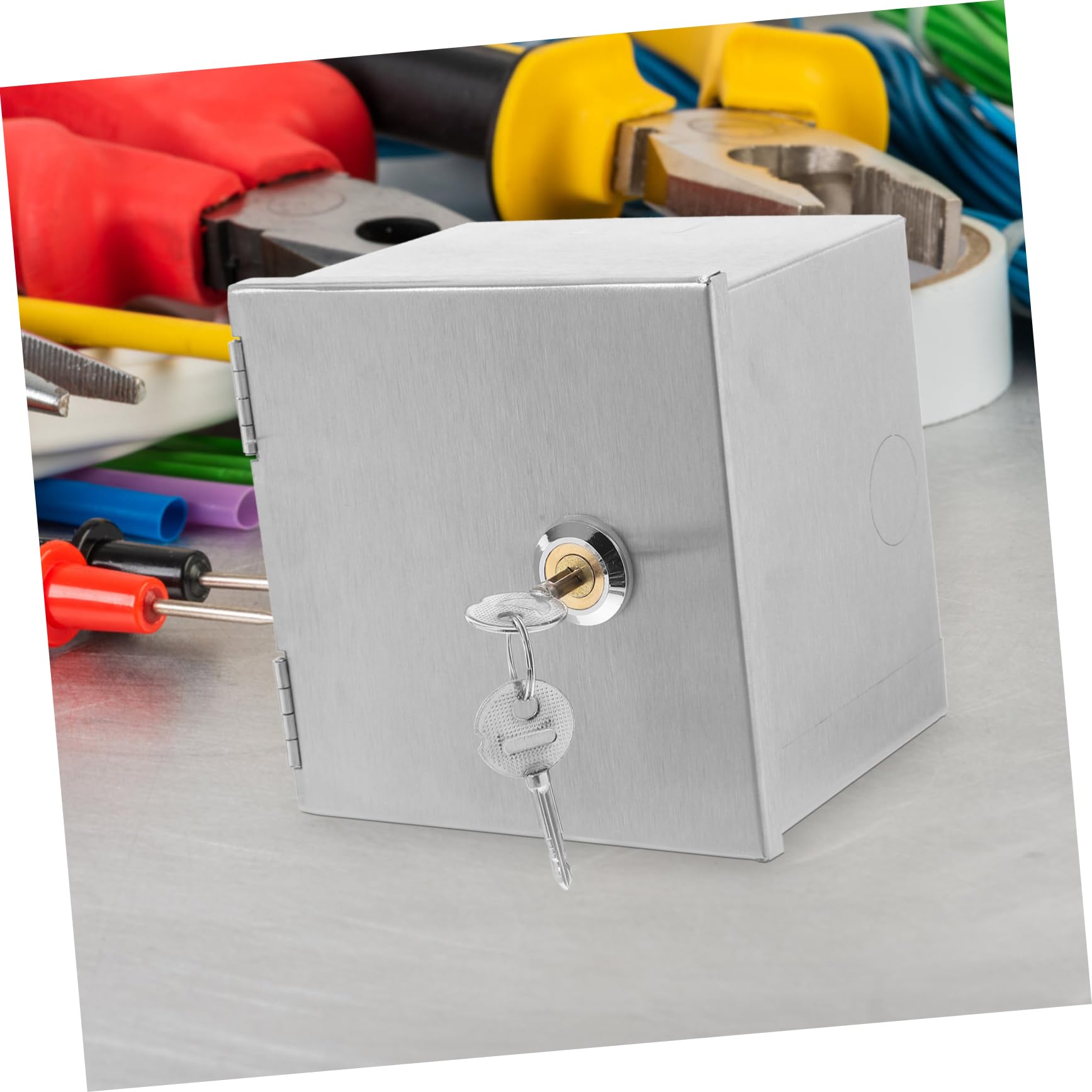 Caja Eléctrica para Exteriores Caja Metálica para Pared de Seguridad con Cerradura para Proyectos Electrónicos y Protección de Enchufes Entornos al Aire