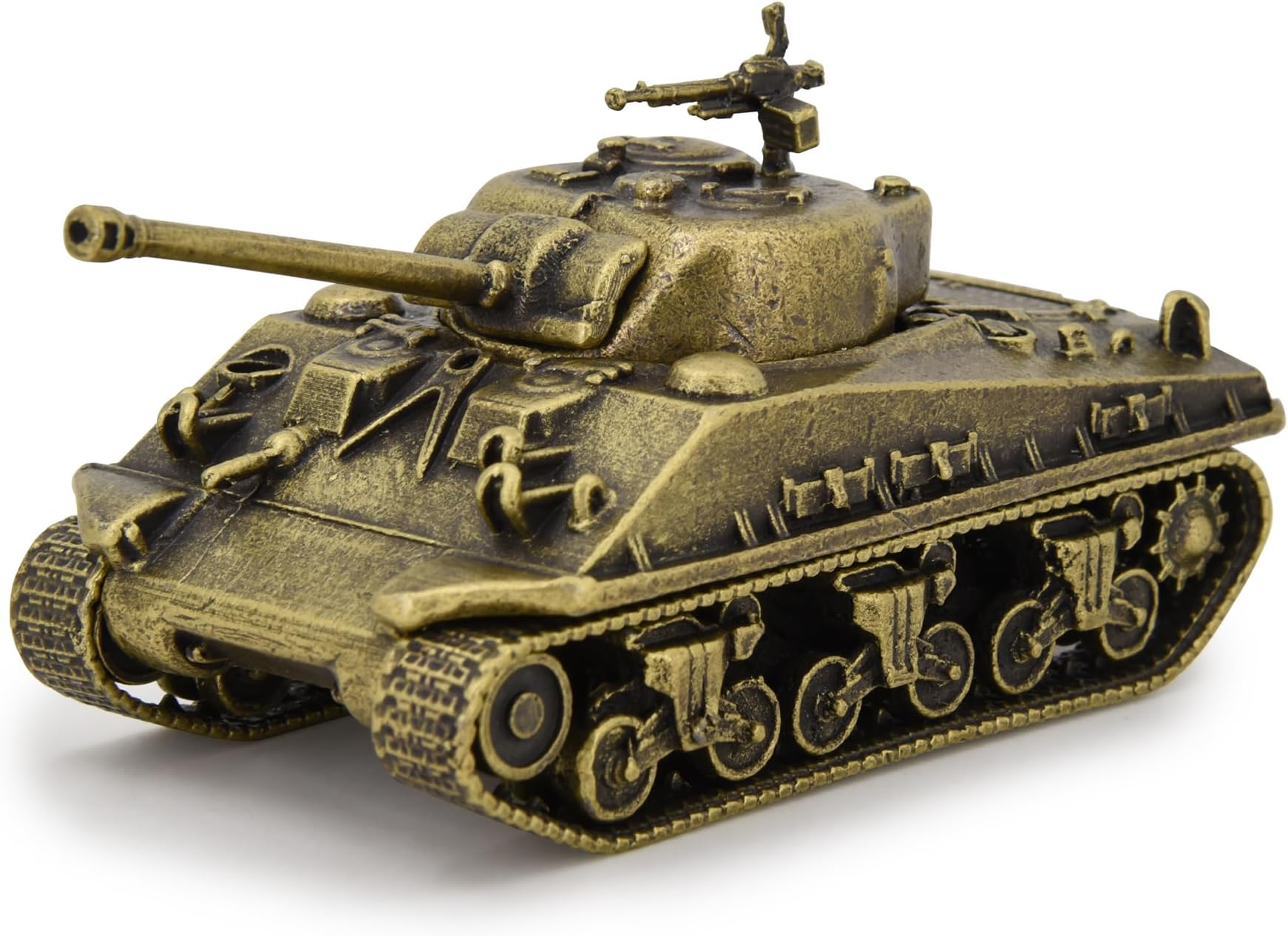 TANG DYNASTY 1:72 M4 Sherman Medium Tank Model Full Metal with Bamboo Gift Box,World War II U.S. Army Diecast Tank Model for Collecting and Gift (Bronze)