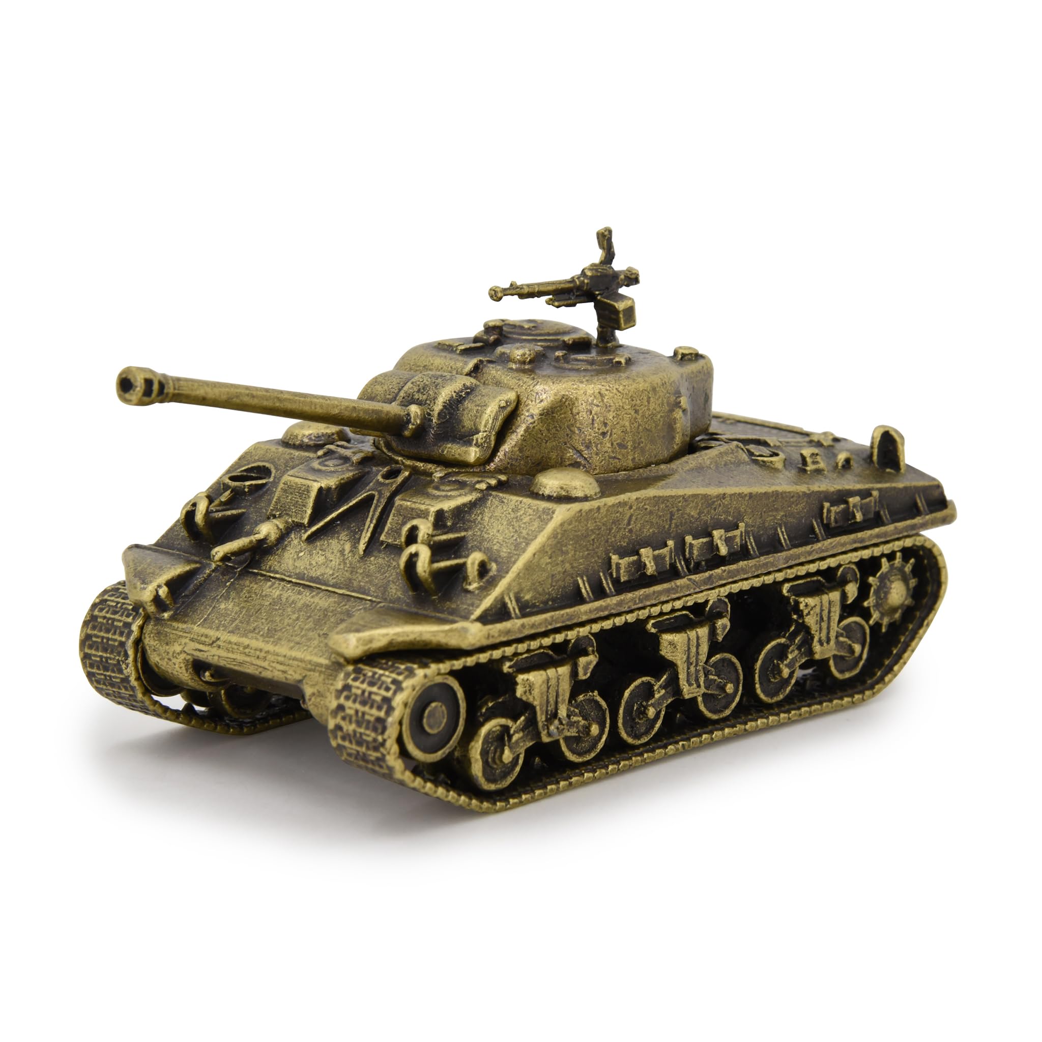 TANG DYNASTY 1:72 M4 Sherman Medium Tank Model Full Metal with Bamboo Gift Box,World War II U.S. Army Diecast Tank Model for Collecting and Gift (Bronze)