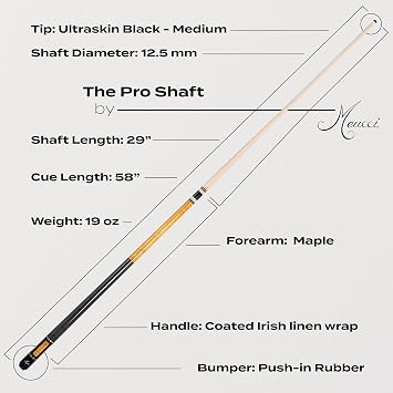 Meucci Pool Cue-Recession Buster 5-Pool Stick with Curly Maple Forearm-High Impact Cue Tips-Coated Irish Linen Wrap-19 Oz Low Deflection Pool Cue Stick-Professional Cue Stick