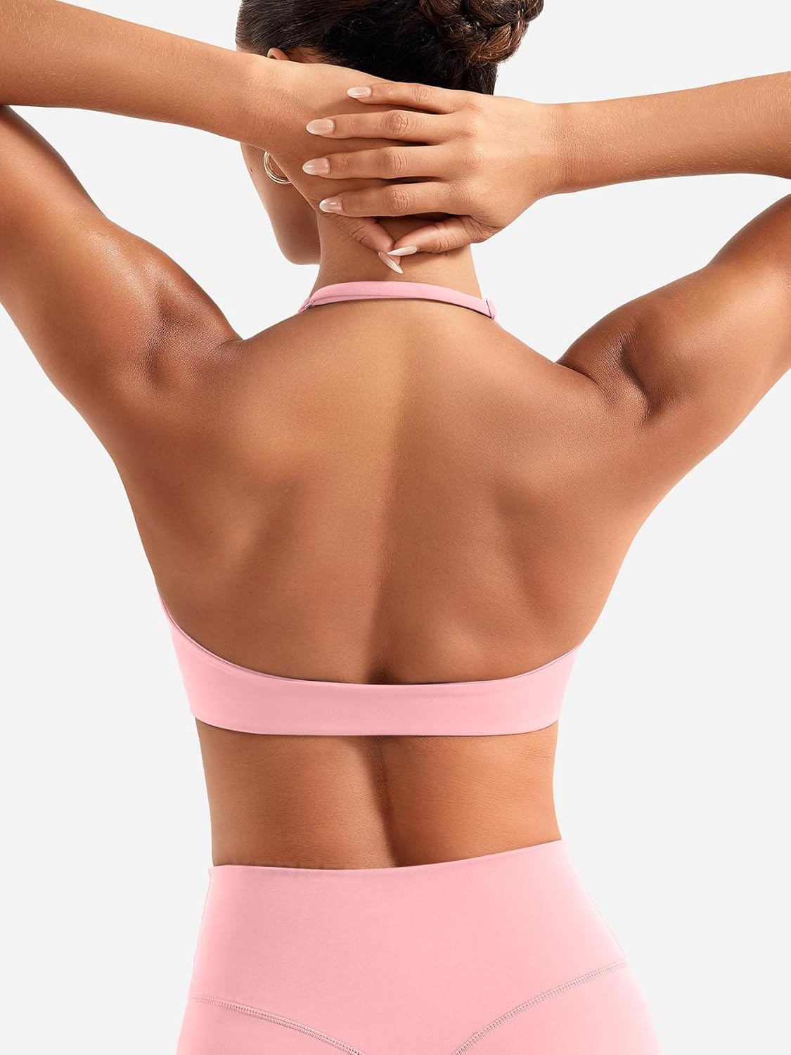 YEOREO Halter Sports Bras for Women Adjustable Strappy Open Back Impact Removable Pads Deep V Bra Workout Gym Yoga Crop Top - Image 4