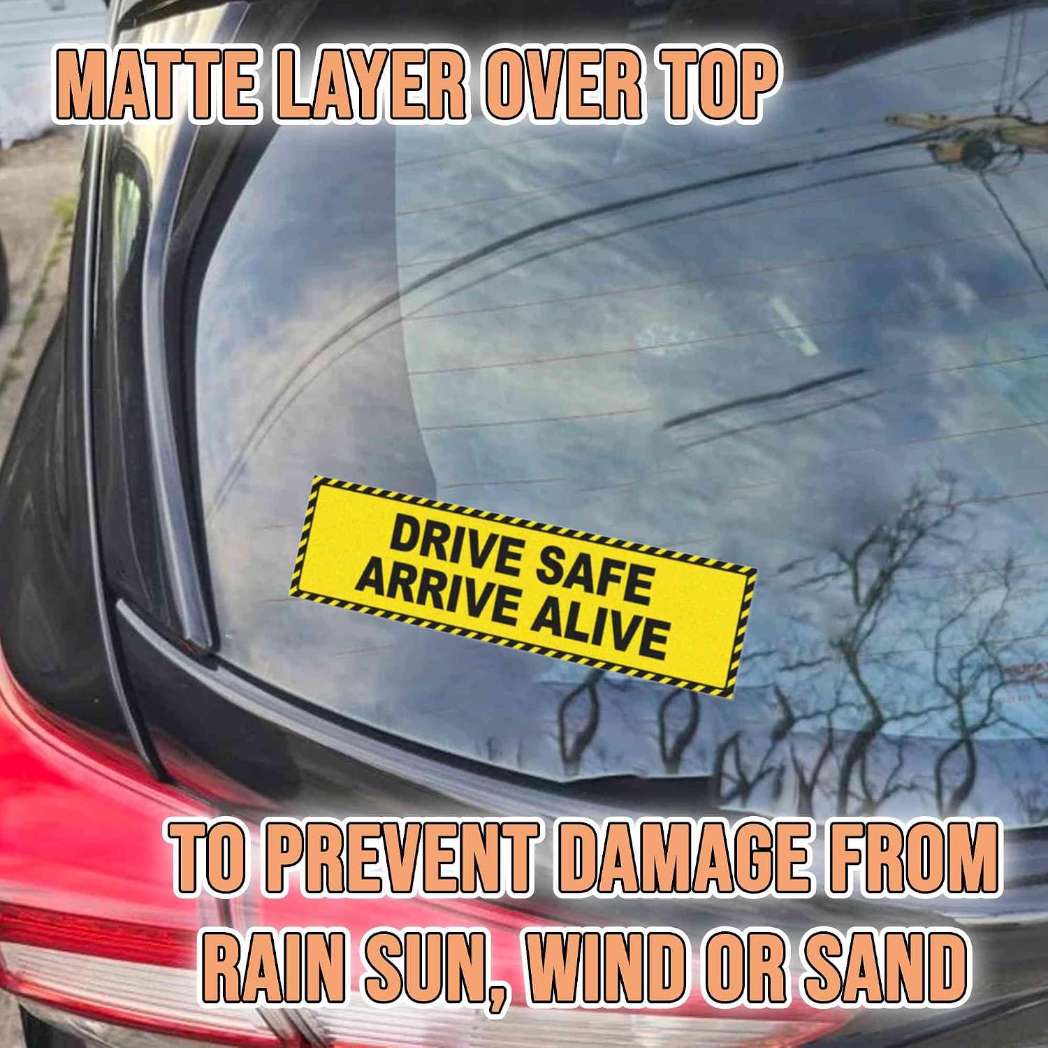 Drive Safe Arrive Alive Yellow Vinyl Bumper Sticker for Bumper, Car, Truck, UV-Resistant, Waterproof image 4