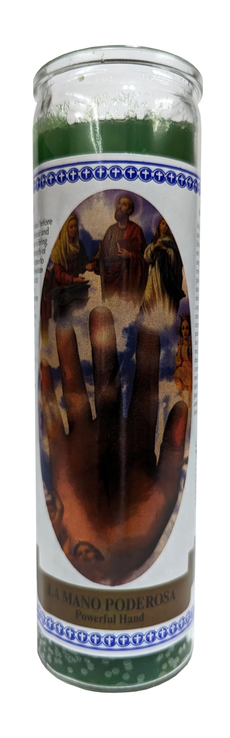 Powerful Hand (La Mano Poderosa) New Green Devotional Candle