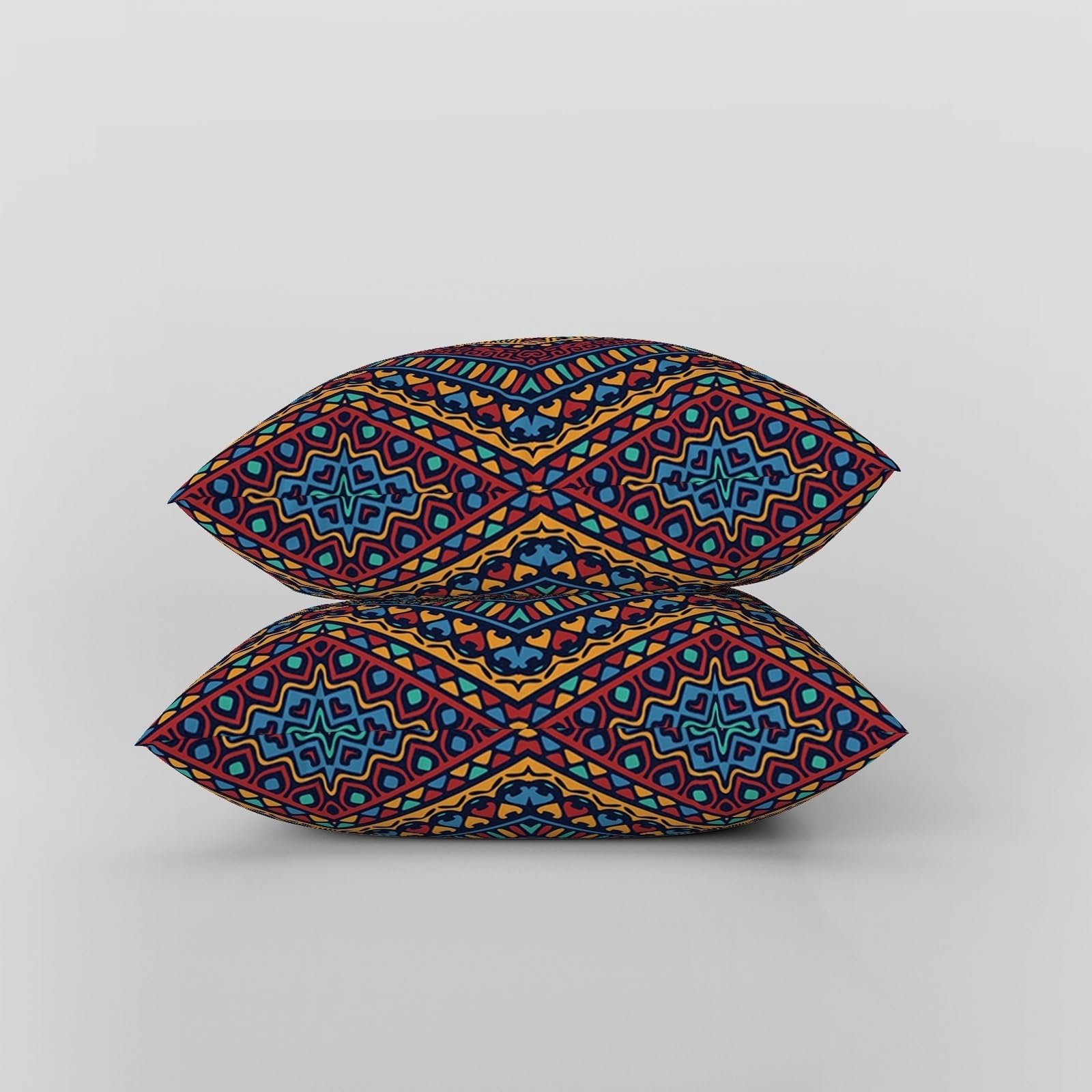 ggaimwf Boho Linen Cushion Covers for Sofa Bed Throw Pillow Hippie Bohemian Ethnic Style Yellow Chevron Handmade Square Cushion Cases with Invisible Zipper - Image 2
