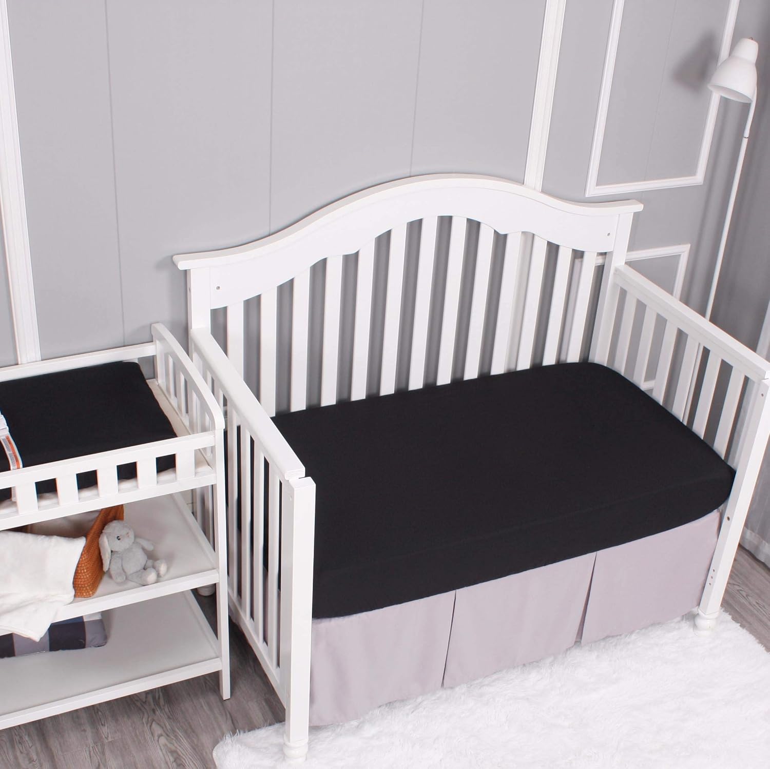 Belsden 3 Pack Microfiber Durable Crib Sheets Fitted, Silky Soft Smooth Breathable Baby Sheets Set, 28''x52'' Fits Standard Crib and Toddler Mattresses, White & Grey & Black