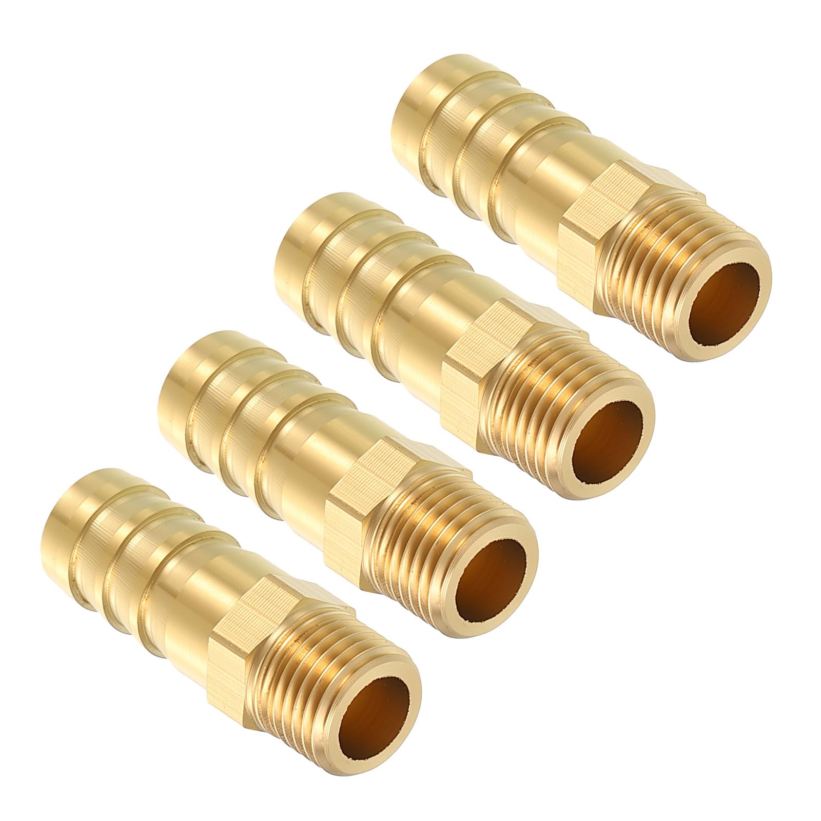 Kozelo Pack of 4 Brass Hose Barb Fittings Adapter Connector 10mm Hose Barb to M10x1 Male Fittings for Home Machines, Massage Bathtubs, and Irrigation Systems — image 1