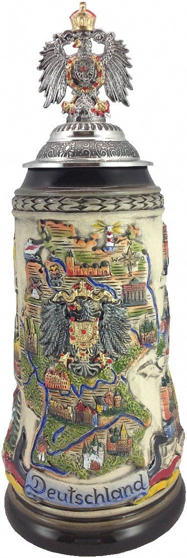 Zöller & Born German Beer, panorama map, rustic, 1 liter tankard, beer mug