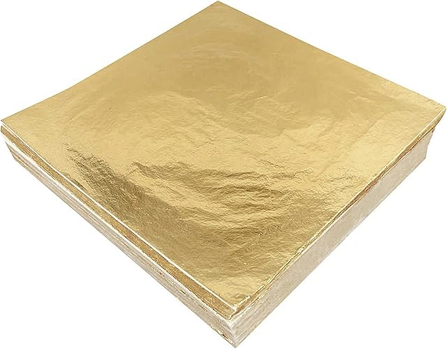 200 Imitation Gold Leaf Sheets 14 x 14 cm Gold Leaf for Art, Gilding, Crafting, Paintings, Home Furniture Decoration, Nail & DIY Arts Projects (Gold, 200 Sheets)