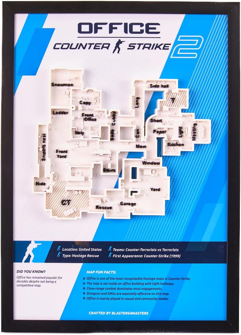 3D Map Plaque from Counter-Strike 2 (CS2) - Framed Wall or Desk Display (S1&2 Bundle) image 2