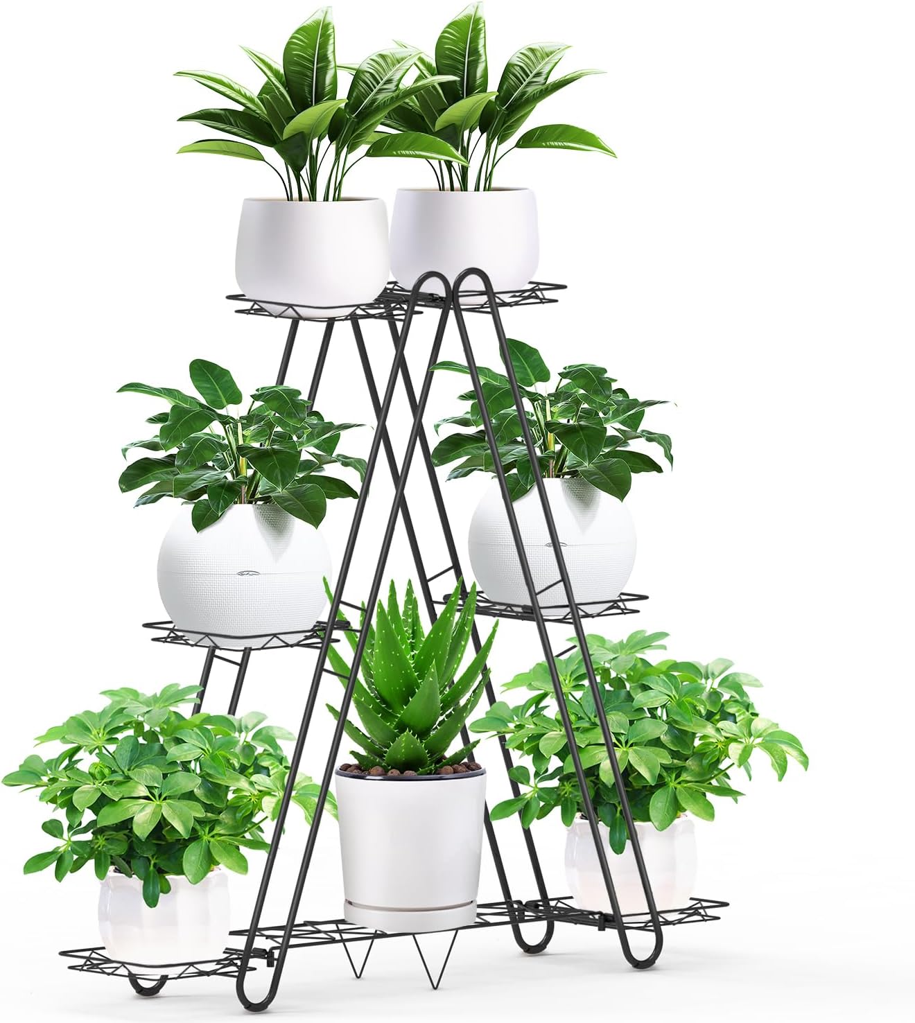 Heavy Duty Metal Plant Stand, Indoor Outdoor Plant Shelf & Rack - 3 Tiers 7 Pots, Plant Holder for Plants/Flowers/Planters, for Living Room Home Corner Patio & Garden