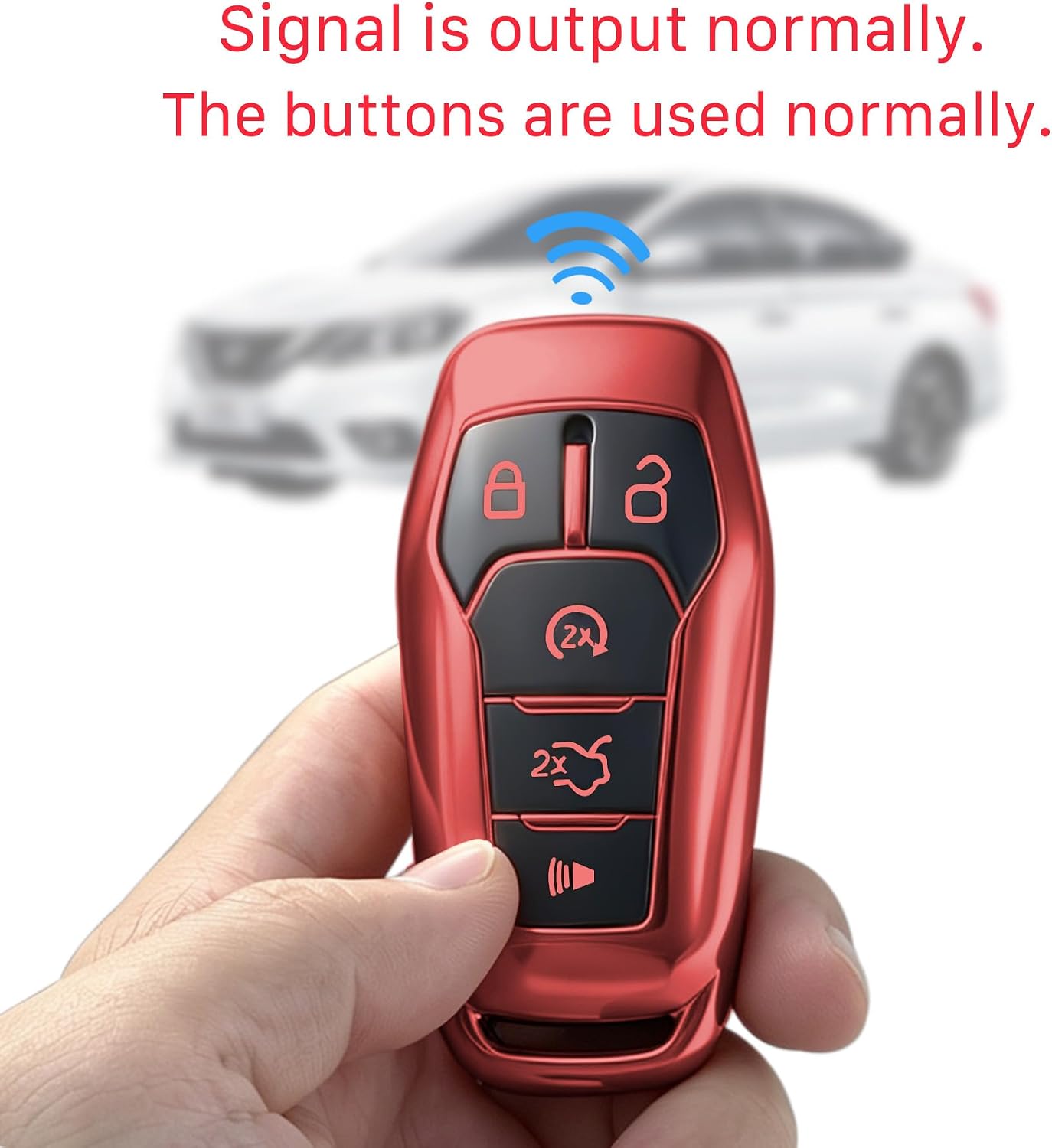 Kirsnda for Ford and for Lincoln Key Fob Cover,Red image 4