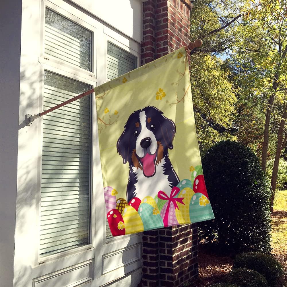 Caroline's Treasures BB1919CHF Bernese Mountain Dog Easter Egg Hunt House Flag Large Porch Sleeve Pole Decorative Outside Yard Banner Artwork Wall Hanging, Polyester, House Size, Multicolor