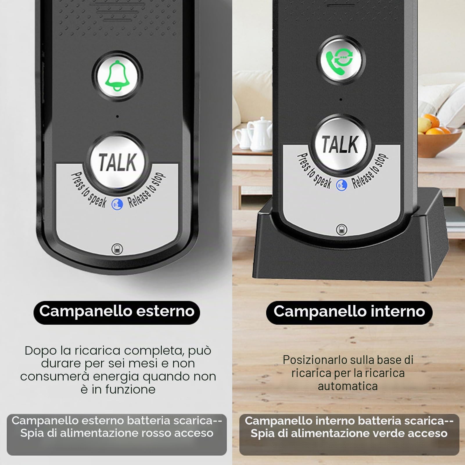 Citofono Vocale Impermeabile Campanello 1000m Campanello Bidirezionale Chiamata Citofono Senza Fili Da Esterno Campanello Kit Citofono Campanello per Casa