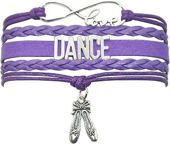 Vikitoriously Dance Bracelet Dancing Infinity love Belly Ballroom Just Dance Charm Bracelet For Women, Adult Dancer, Dance Mom, Dance Teacher, Dance Lovers Purple