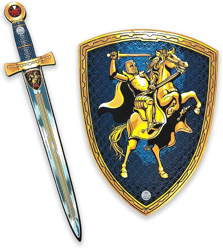 Juego de escudo y espada de espuma de caballero medieval para niños - Edad 3-6 | Juguete de simulación para niños y niños pequeños | Accesorios de armas para niños para jugar batallas, disfraces, disfraces de caballeros y aventuras de forma segura