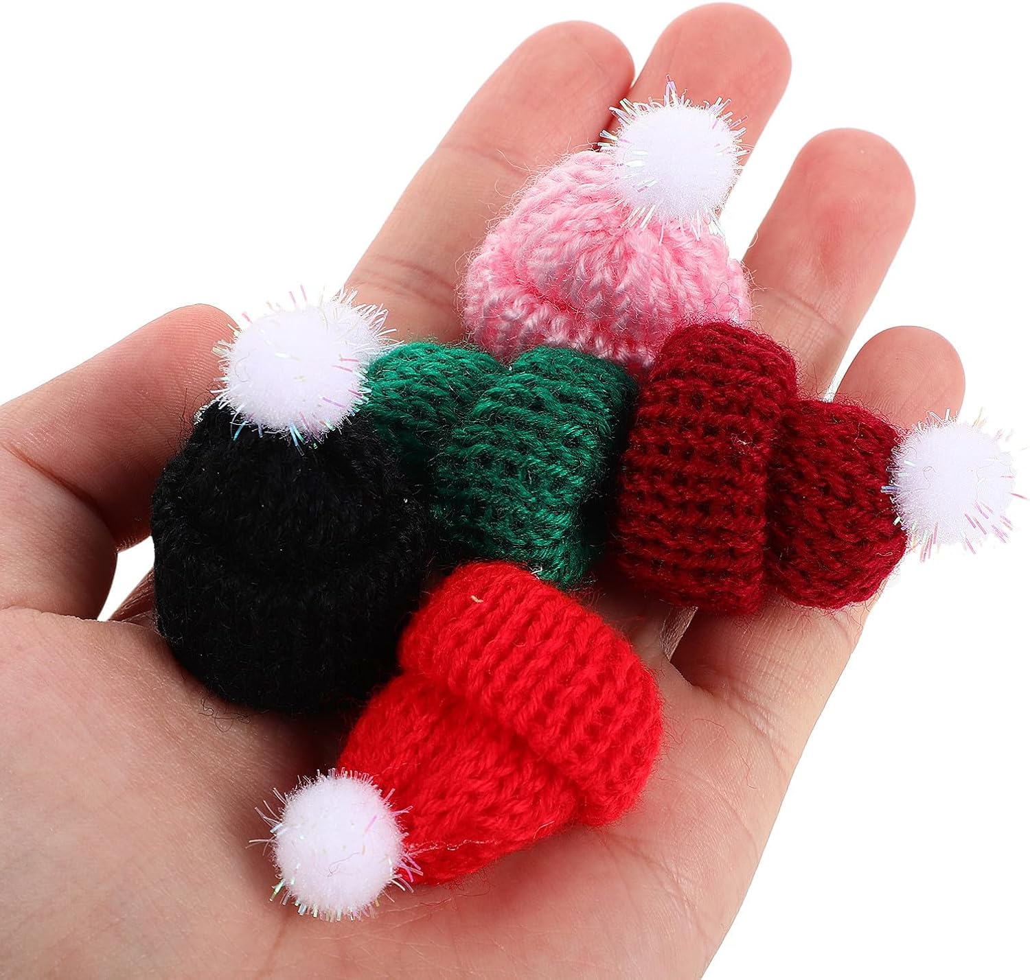 60pcs Mini Christmas Knit Hats for Tree Ornaments and Crafts Xmas image 3