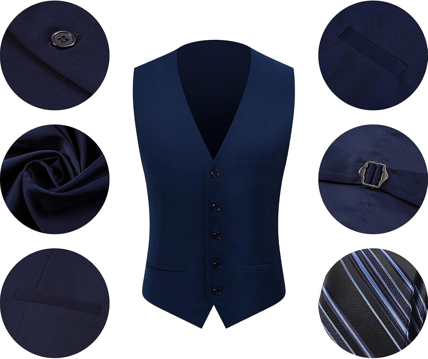A&J DESIGN Mens 3 Piece Suit with Tie Slim Fit One Button Blazer & Vest & Pants Set