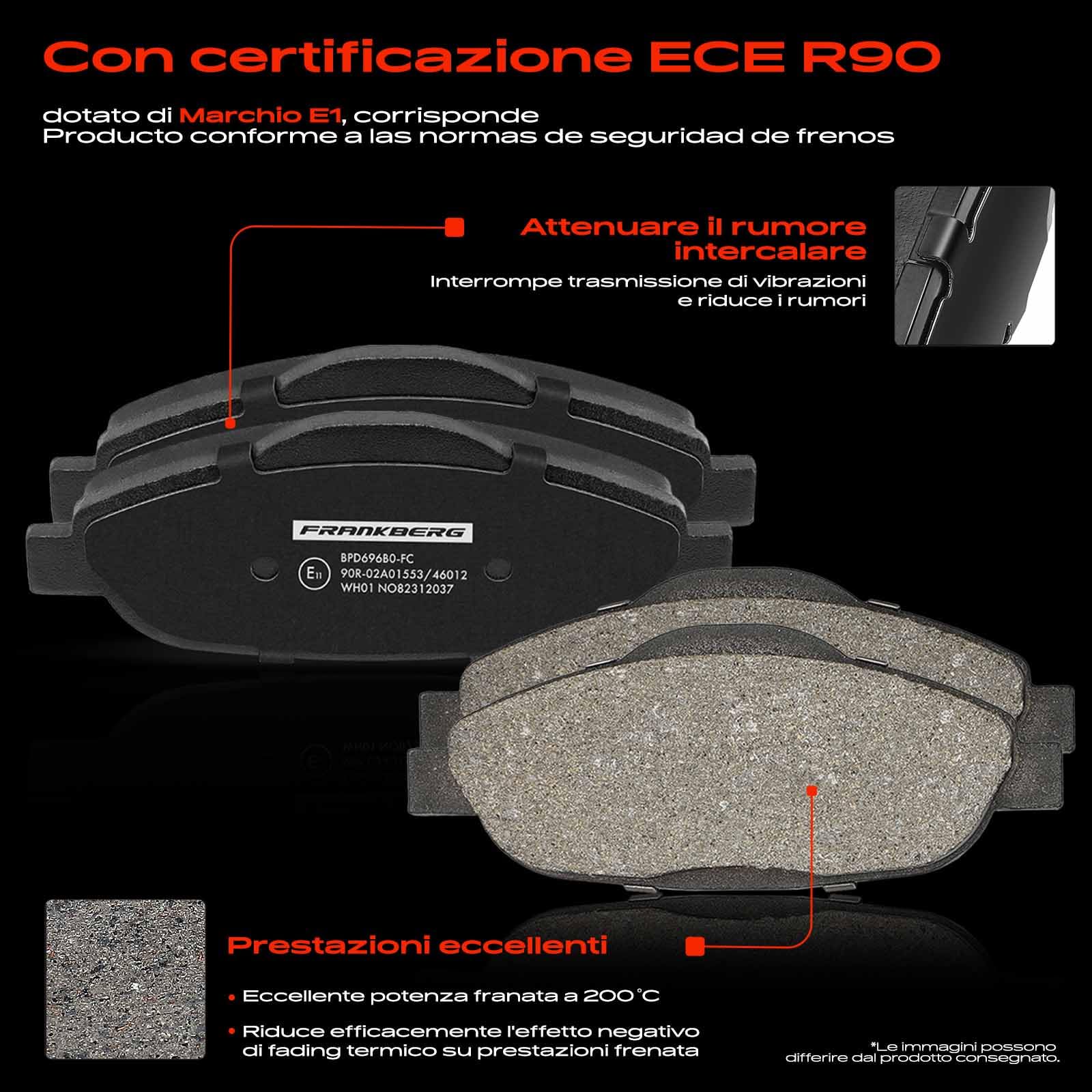 Frankberg Set freni incl. 2x Dischi Freno + 4x Pastiglie dei Freni Anteriore Compatibile con 308 SW I 4E 4H 308 I 4A 4C 308 CC 4B 3008 MPV 0U Replace# 1609253080