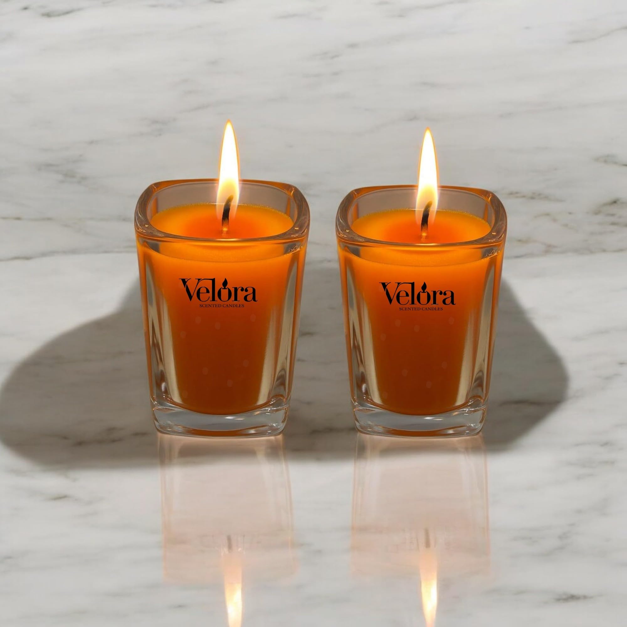 Velora Premium Scented Candle Set of 2 | Orange Pure Wax Candles