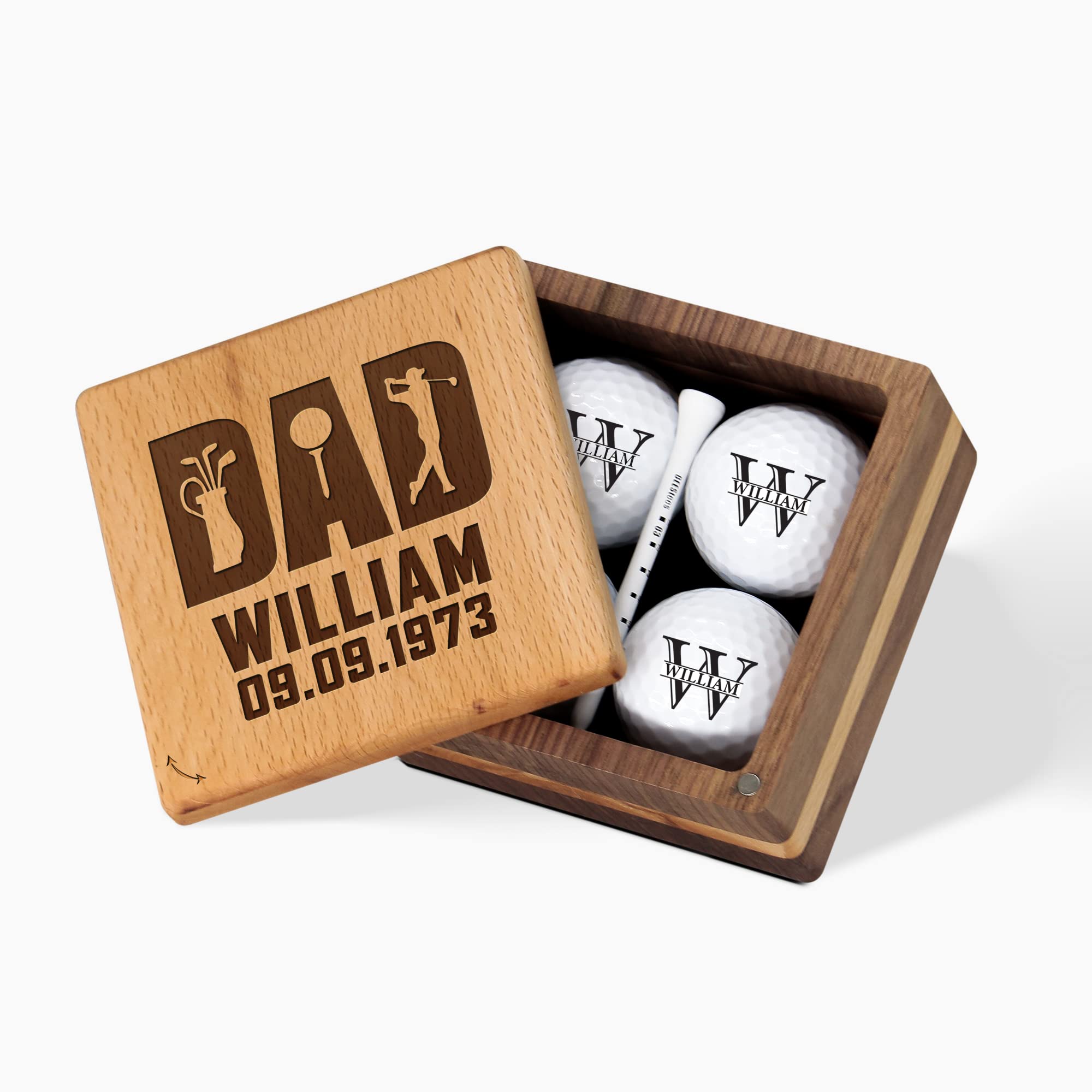 Personalized Golf Gift for Men, Women, Custom Golf Balls Display with Luxury Box, Golf Accessories for Men, Funny Golf Gift for Dad, Mom, Boss, Brother, Sister on Anniversary, Birthday, Christmas