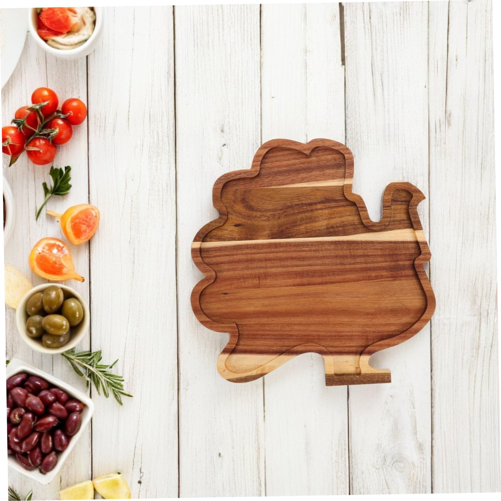 TOYANDONA Bandeja De Madera Maciza para Pavo Bandeja para Servir Postres Quesos De Madera para Cena De Acción De Gracias y Fiestas Navideñas