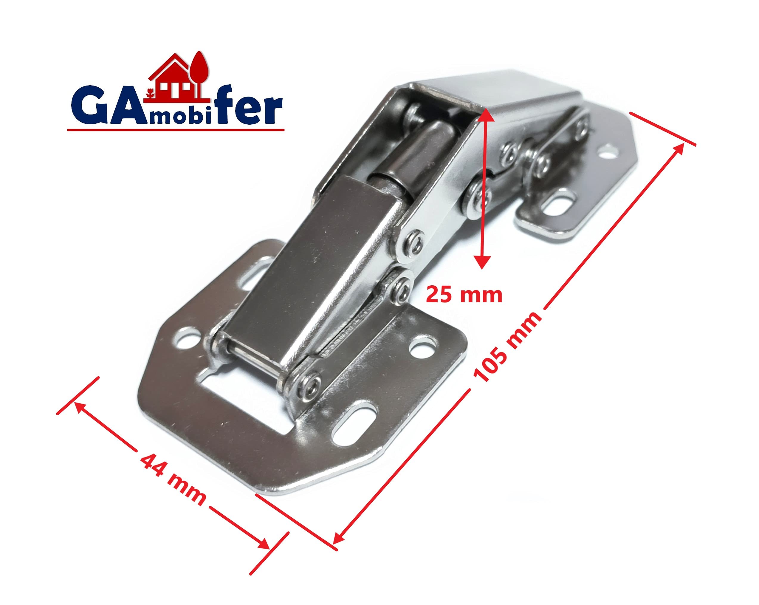 Hinge for doors without recessed hole. Automatic snap in opening and closing, opening angle up to 90°. (2, 105 x 44 x 25 mm) - Image 4